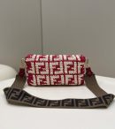 1:1 Replica Fendi Baguette Red raffia back with crocheted FF Bag For Woman 15cm/6in