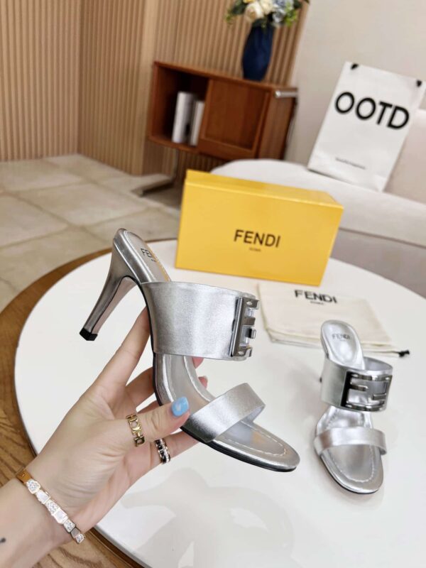Fendi Baguette Silver Heels For Women