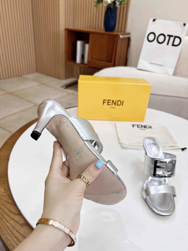Fendi Baguette Silver Heels For Women