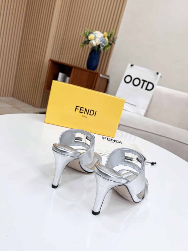 Fendi Baguette Silver Heels For Women