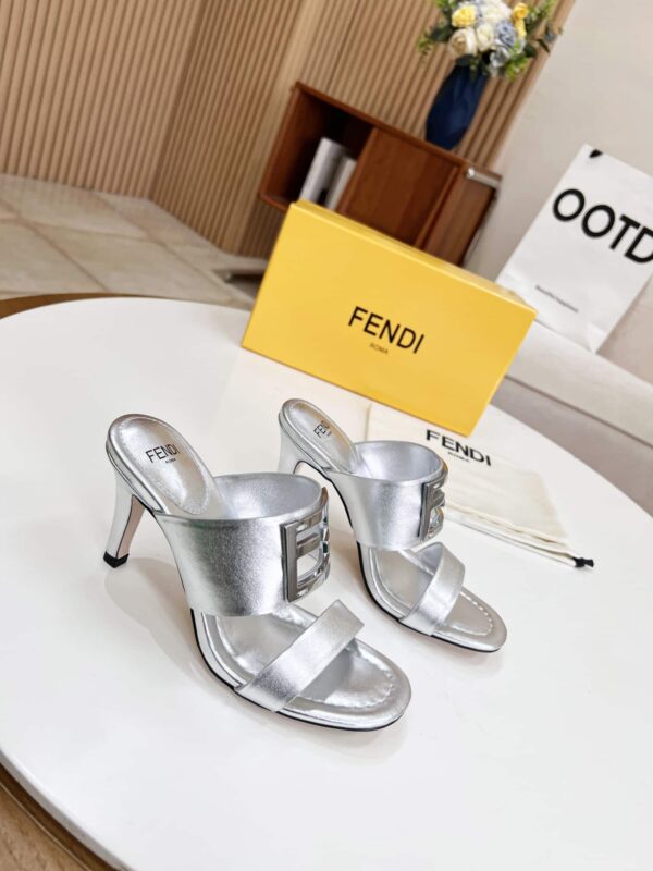 Fendi Baguette Silver Heels For Women