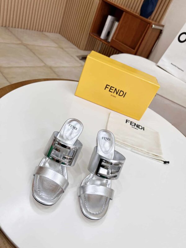 Fendi Baguette Silver Heels For Women