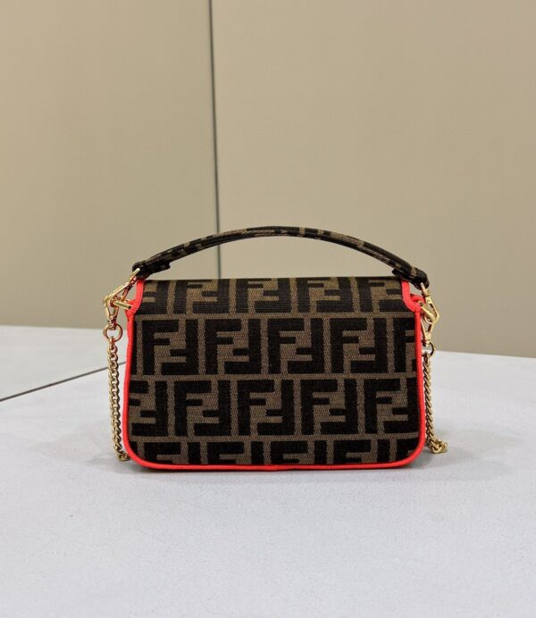 1:1 Replica Fendi Baguette Small Brown Fabric Orange Border Bag For Woman 18cm/7in