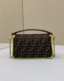 1:1 Replica Fendi Baguette Small Brown Fabric Yellow Border Bag For Woman 18cm/7in