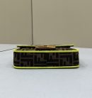 1:1 Replica Fendi Baguette Small Brown Fabric Yellow Border Bag For Woman 18cm/7in