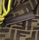 1:1 Replica Fendi Baguette Small Brown Fabric Yellow Border Bag For Woman 18cm/7in