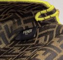 1:1 Replica Fendi Baguette Small Brown Fabric Yellow Border Bag For Woman 18cm/7in