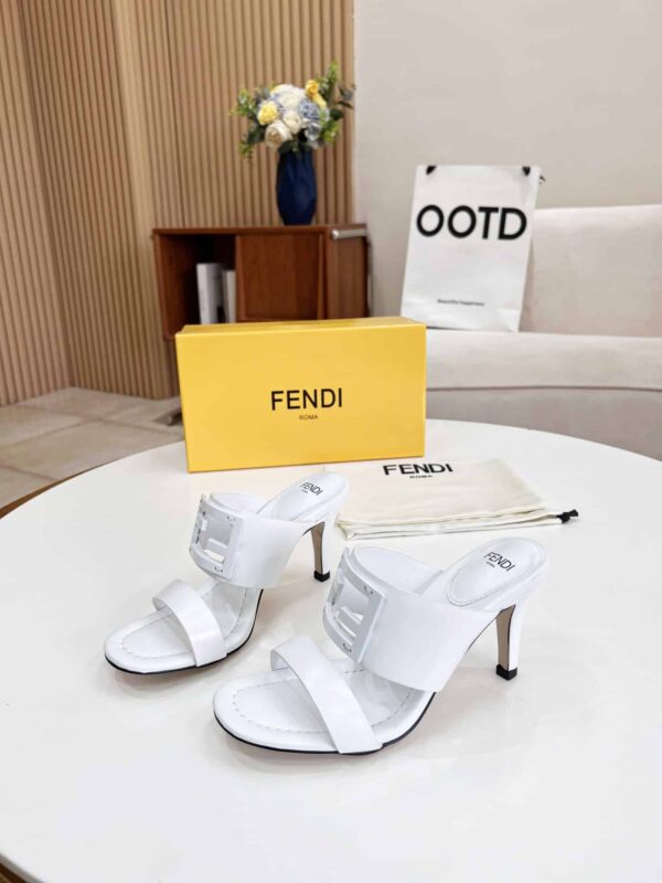 Fendi Baguette White Heels For Women