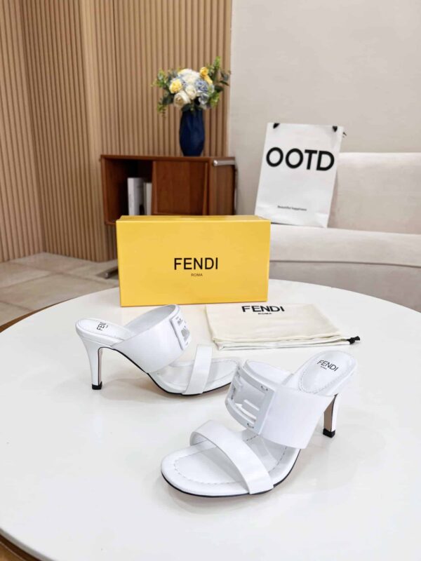 Fendi Baguette White Heels For Women
