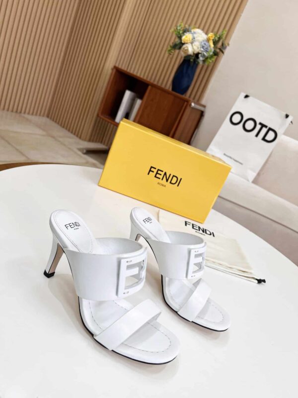 Fendi Baguette White Heels For Women