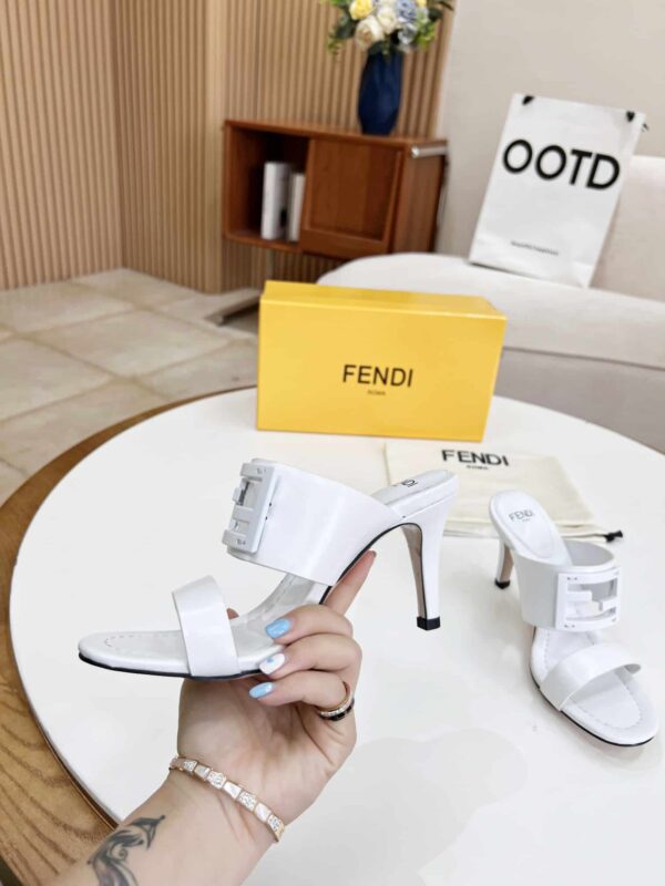 Fendi Baguette White Heels For Women