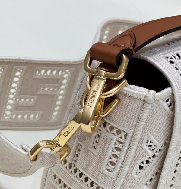 1:1 Replica Fendi Baguette White with Embroidery Medium Bag For Woman 28cm/11in