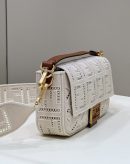 1:1 Replica Fendi Baguette White with Embroidery Medium Bag For Woman 28cm/11in