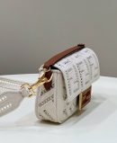 1:1 Replica Fendi Baguette White with Embroidery Small Bag For Woman 21cm/8in