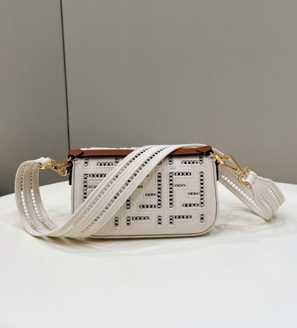 1:1 Replica Fendi Baguette White with Embroidery Small Bag For Woman 21cm/8in