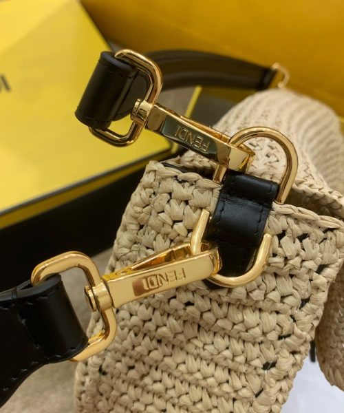 1:1 Replica Fendi Baguette Woven Straw Black For Women, Women's Handbags, Shoulder And Crossbody Bags 10.2in/26cm FF