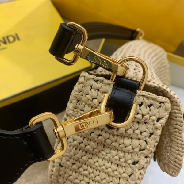 1:1 Replica Fendi Baguette Woven Straw Black For Women, Women's Handbags, Shoulder And Crossbody Bags 10.2in/26cm FF