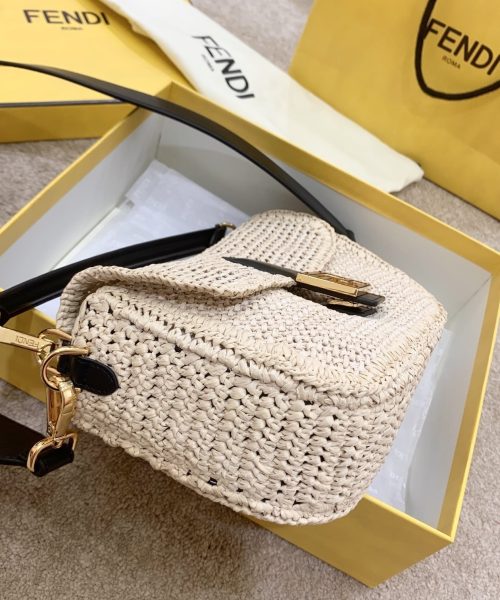 1:1 Replica Fendi Baguette Woven Straw Black For Women, Women's Handbags, Shoulder And Crossbody Bags 10.2in/26cm FF