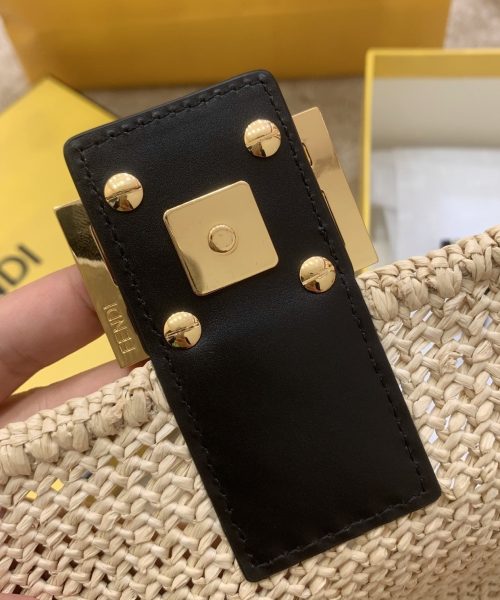 1:1 Replica Fendi Baguette Woven Straw Black For Women, Women's Handbags, Shoulder And Crossbody Bags 10.2in/26cm FF