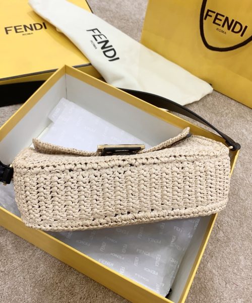 1:1 Replica Fendi Baguette Woven Straw Black For Women, Women's Handbags, Shoulder And Crossbody Bags 10.2in/26cm FF