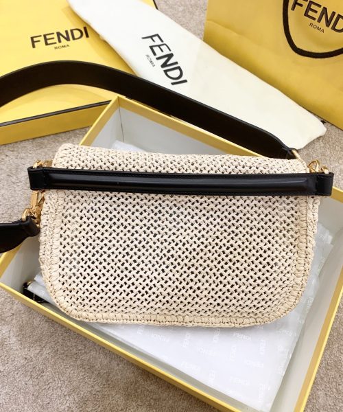 1:1 Replica Fendi Baguette Woven Straw Black For Women, Women's Handbags, Shoulder And Crossbody Bags 10.2in/26cm FF
