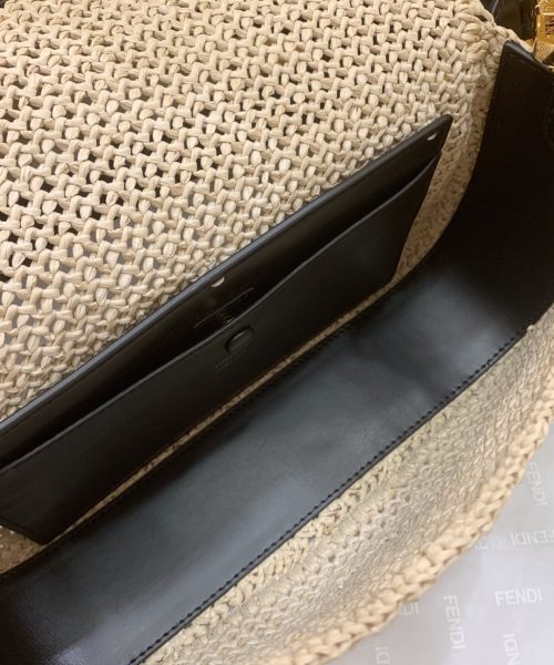 1:1 Replica Fendi Baguette Woven Straw Black For Women, Women's Handbags, Shoulder And Crossbody Bags 10.2in/26cm FF