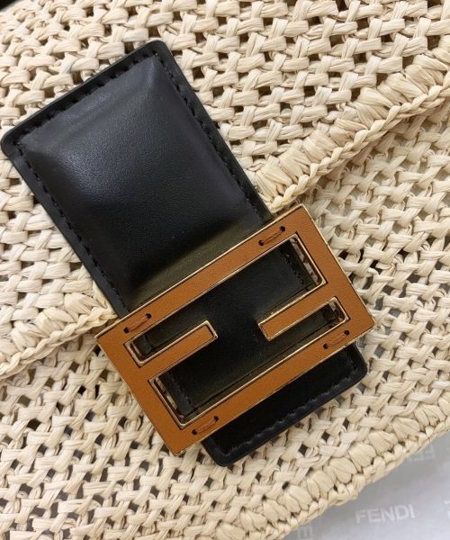 1:1 Replica Fendi Baguette Woven Straw Black For Women, Women's Handbags, Shoulder And Crossbody Bags 10.2in/26cm FF