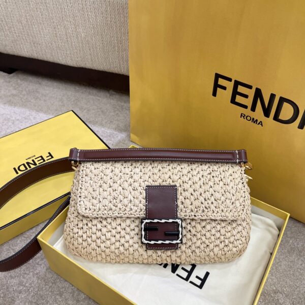 1:1 Replica Fendi Baguette Woven Straw Red For Women, Women's Handbags, Shoulder And Crossbody Bags 10.2in/26cm FF