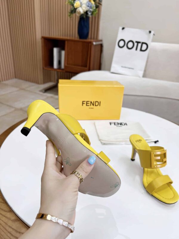 Fendi Baguette Yellow Heels For Women