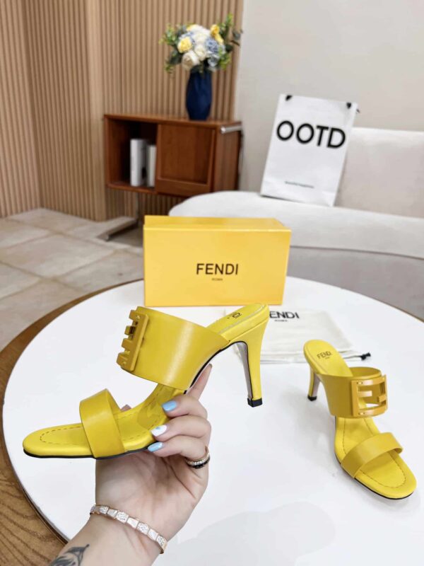 Fendi Baguette Yellow Heels For Women