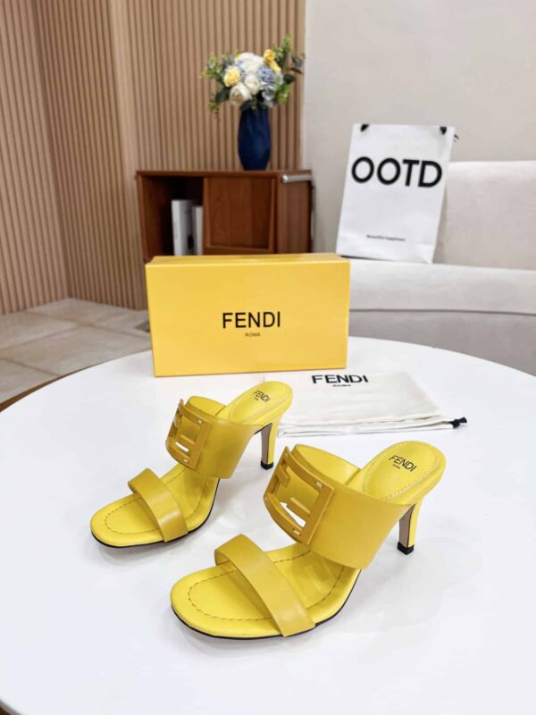 Fendi Baguette Yellow Heels For Women