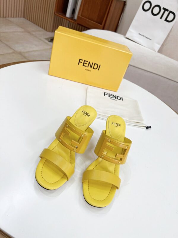 Fendi Baguette Yellow Heels For Women