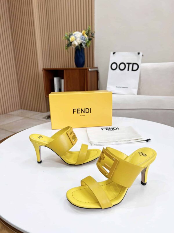Fendi Baguette Yellow Heels For Women