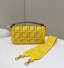 1:1 Replica Fendi Baguette Yellow with Embroidery Medium Bag For Woman 28cm/11in