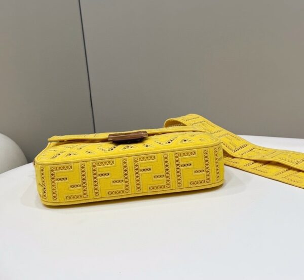 1:1 Replica Fendi Baguette Yellow with Embroidery Medium Bag For Woman 28cm/11in