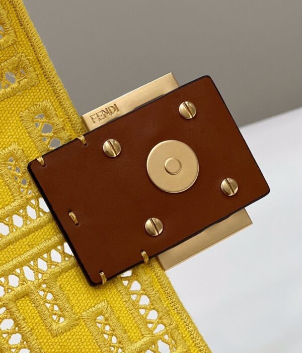 1:1 Replica Fendi Baguette Yellow with Embroidery Medium Bag For Woman 28cm/11in