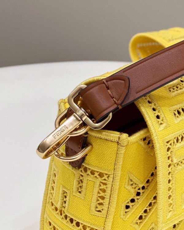 1:1 Replica Fendi Baguette Yellow with Embroidery Medium Bag For Woman 28cm/11in