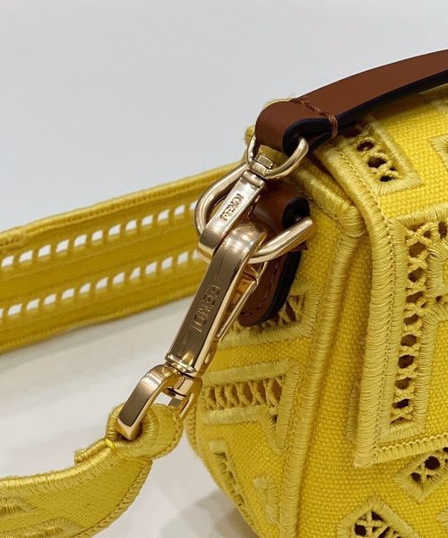 1:1 Replica Fendi Baguette Yellow with Embroidery Small Bag For Woman 21cm/8in