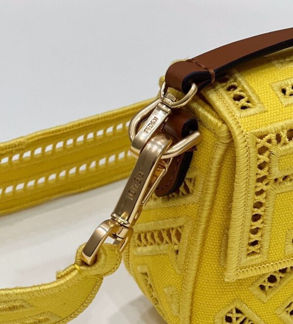 1:1 Replica Fendi Baguette Yellow with Embroidery Small Bag For Woman 21cm/8in
