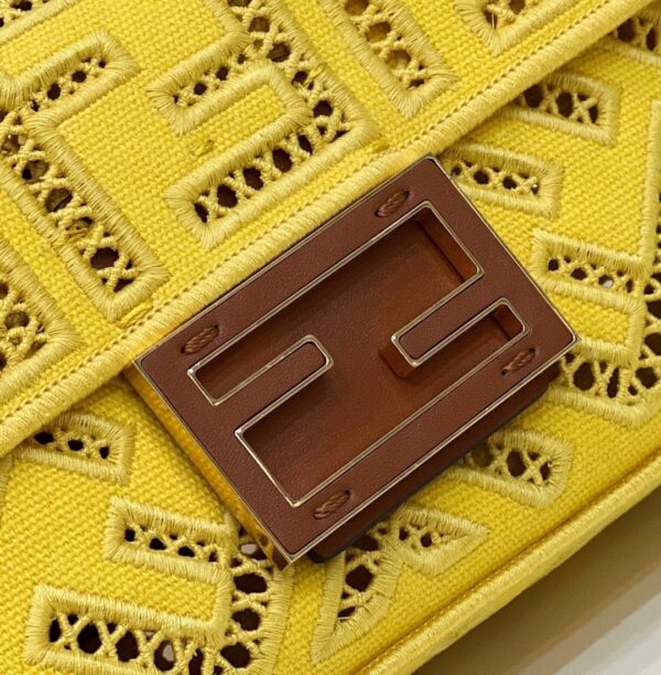 1:1 Replica Fendi Baguette Yellow with Embroidery Small Bag For Woman 21cm/8in