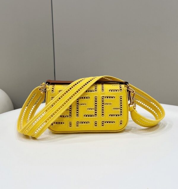 1:1 Replica Fendi Baguette Yellow with Embroidery Small Bag For Woman 21cm/8in