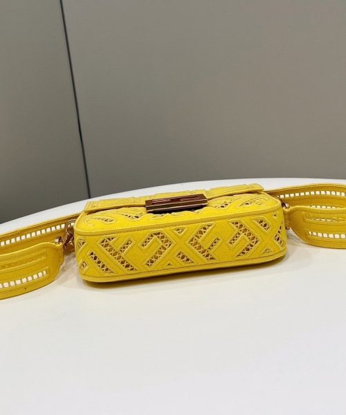 1:1 Replica Fendi Baguette Yellow with Embroidery Small Bag For Woman 21cm/8in