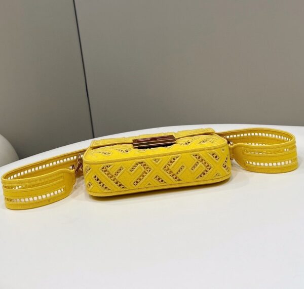 1:1 Replica Fendi Baguette Yellow with Embroidery Small Bag For Woman 21cm/8in