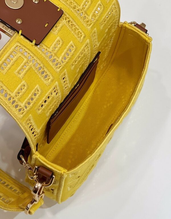 1:1 Replica Fendi Baguette Yellow with Embroidery Small Bag For Woman 21cm/8in