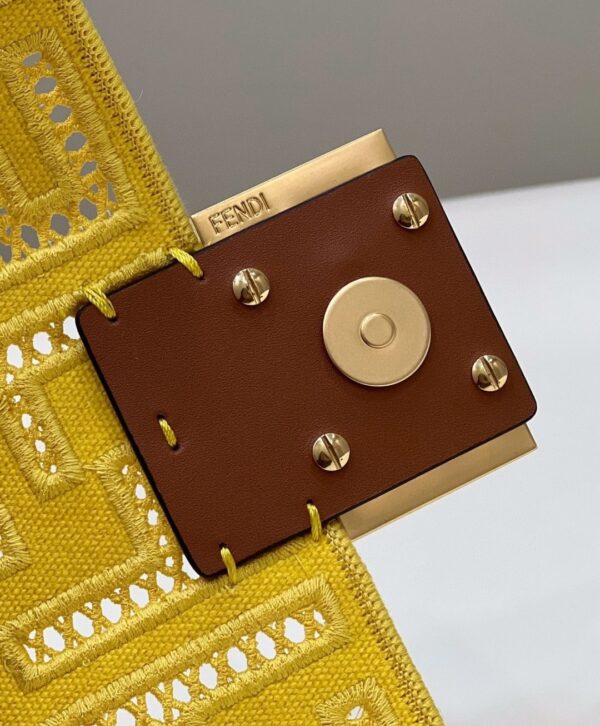 1:1 Replica Fendi Baguette Yellow with Embroidery Small Bag For Woman 21cm/8in