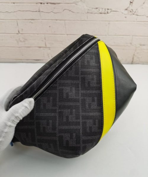 1:1 Replica Fendi Belt Bag Grey/Yellow For Men, Men's Bags 18.1in/46cm FF 7VA434A9XSF0R2A