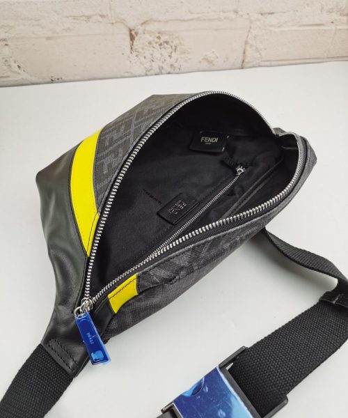 1:1 Replica Fendi Belt Bag Grey/Yellow For Men, Men's Bags 18.1in/46cm FF 7VA434A9XSF0R2A