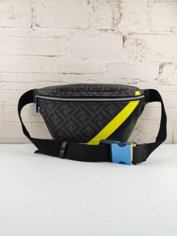 1:1 Replica Fendi Belt Bag Grey/Yellow For Men, Men's Bags 18.1in/46cm FF 7VA434A9XSF0R2A
