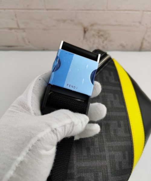 1:1 Replica Fendi Belt Bag Grey/Yellow For Men, Men's Bags 18.1in/46cm FF 7VA434A9XSF0R2A
