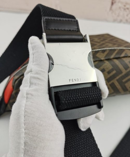 1:1 Replica Fendi Belt Bag Khaki/Orange For Men, Men's Bags 18.1in/46cm FF 7VA434